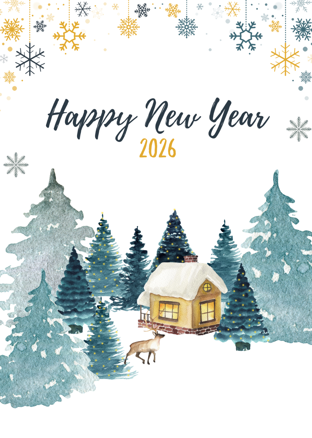 Deer New Year 2026 (5x7) Greeting Card