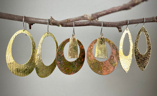 Etched Brass Ovals Earring by A.H. Szabo Designs
