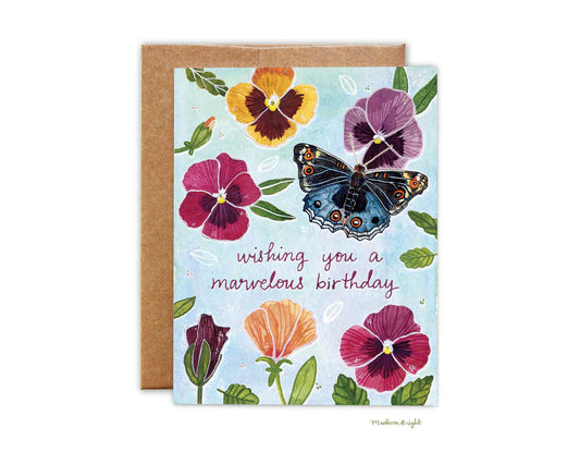 Wishing You a Marvelous Birthday Pansies Greeting Card
