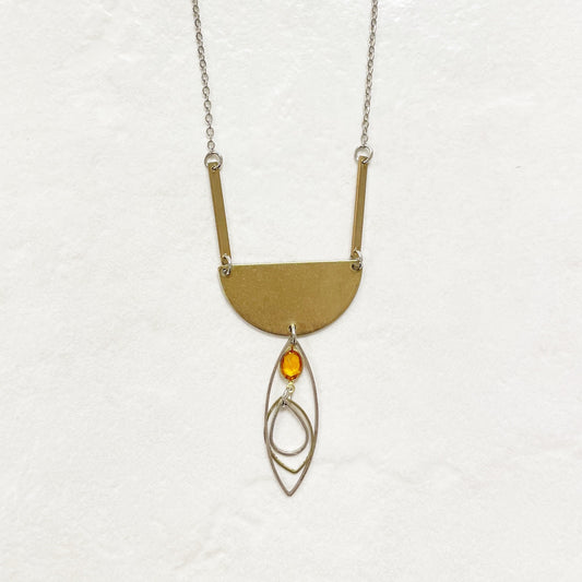 Half Circle Over Peach Stone Necklace by Tamara Tsurkan