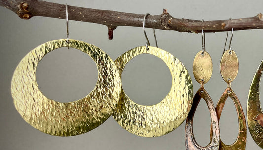 Large Hammered Brass Circles Earring by A.H. Szabo Designs