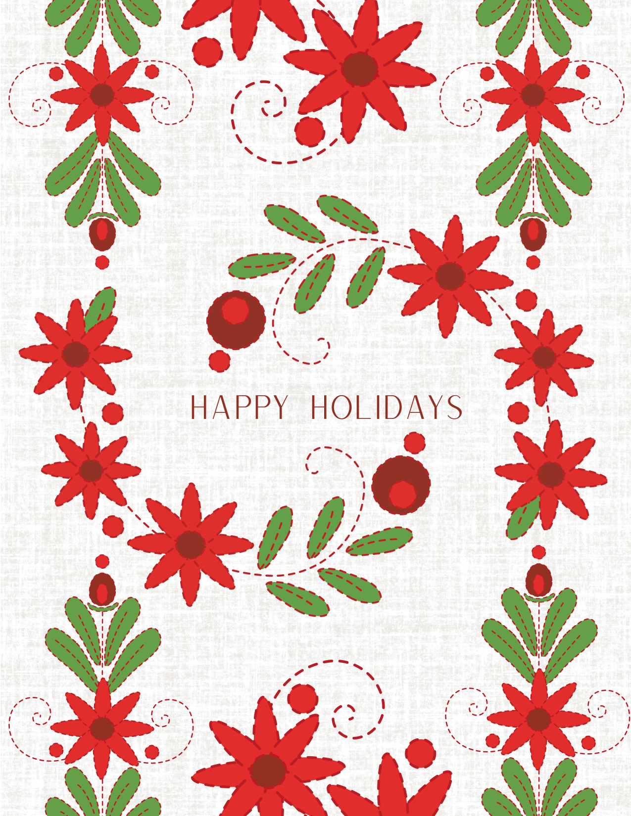 Happy Holidays Embroidery Greeting Card