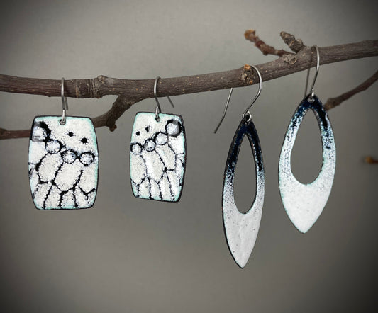 Black to White Fade Earring by A.H. Szabo Designs