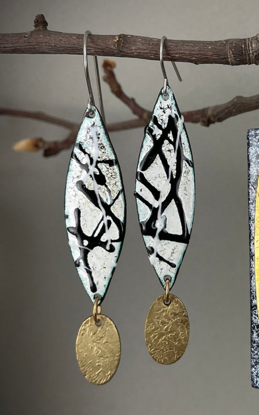 Black Stripes on White Earring by A.H. Szabo Designs
