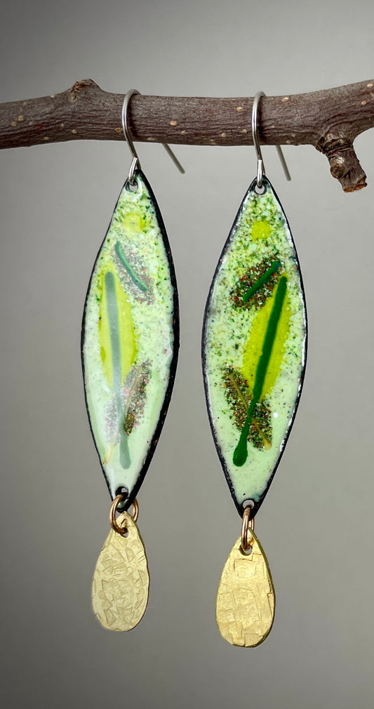 Leaf Enamel Earring by A.H. Szabo Designs