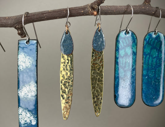 Cool Color with Brass Ovals Earring by A.H. Szabo Designs