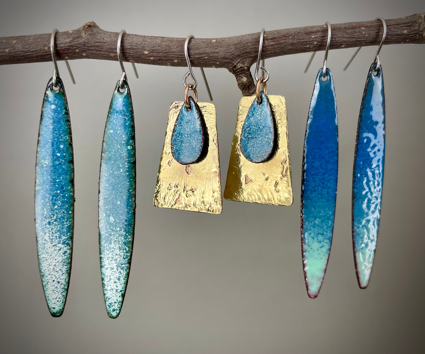 Blue to White Faded Drops Earring by A.H. Szabo Designs
