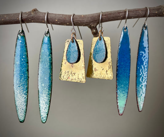 Blue to White Faded Drops Earring by A.H. Szabo Designs