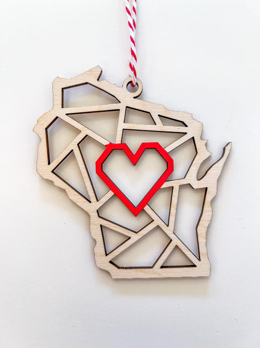 Wisco Love Ornament