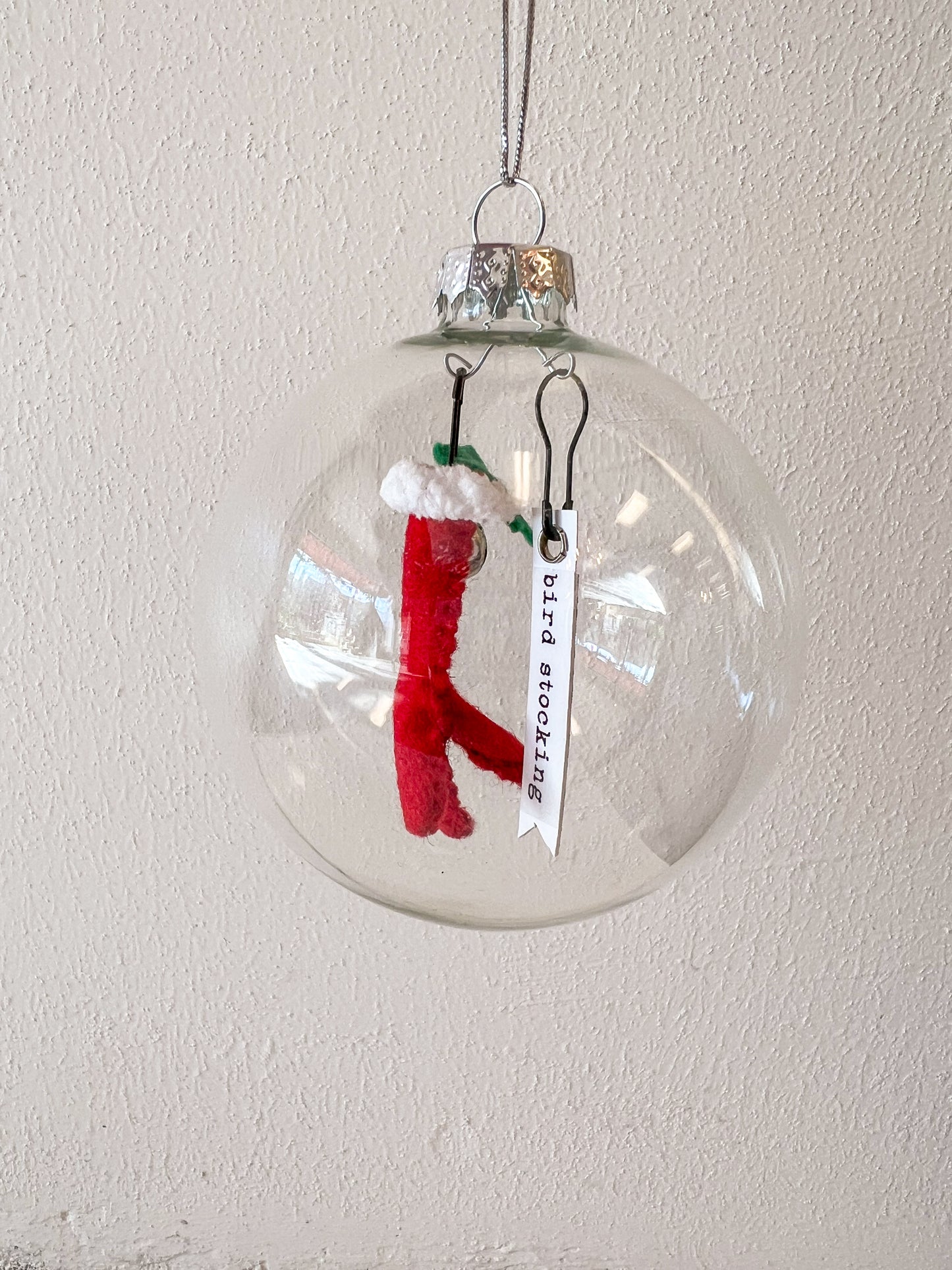 Bird Stocking Holiday Ornament by Pillbug Designs