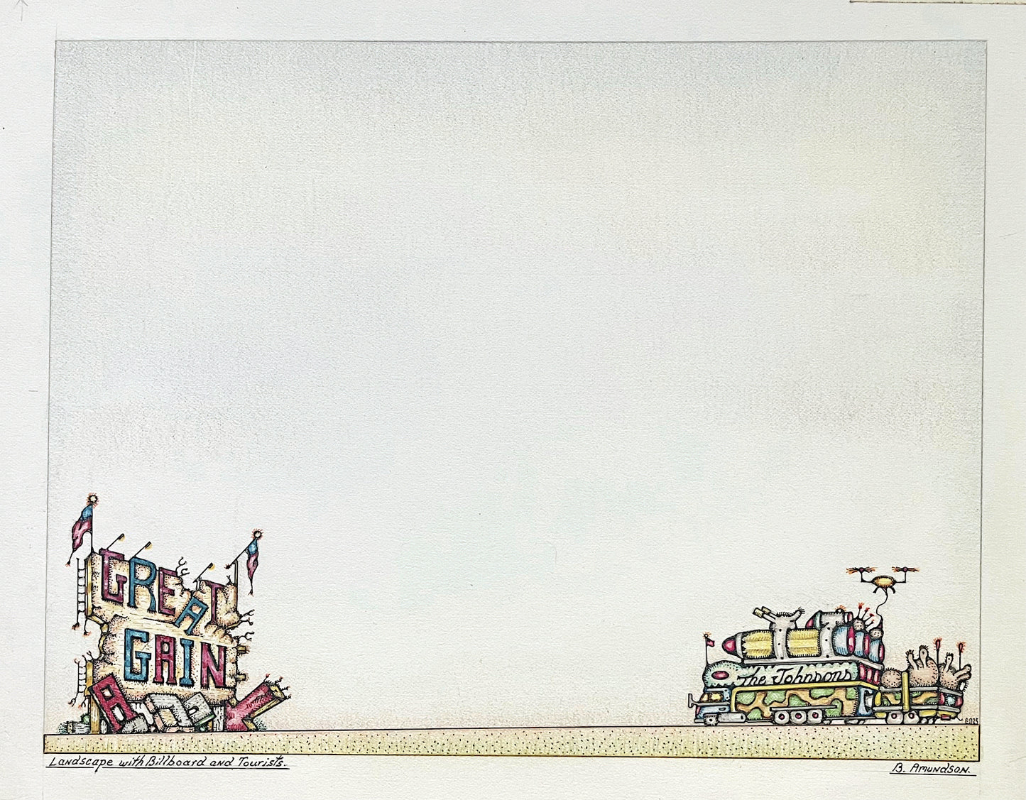 LANDSCAPE WITH BILLBOARD AND TOURISTS by Bill Amundson