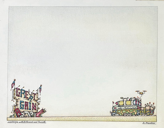 LANDSCAPE WITH BILLBOARD AND TOURISTS by Bill Amundson