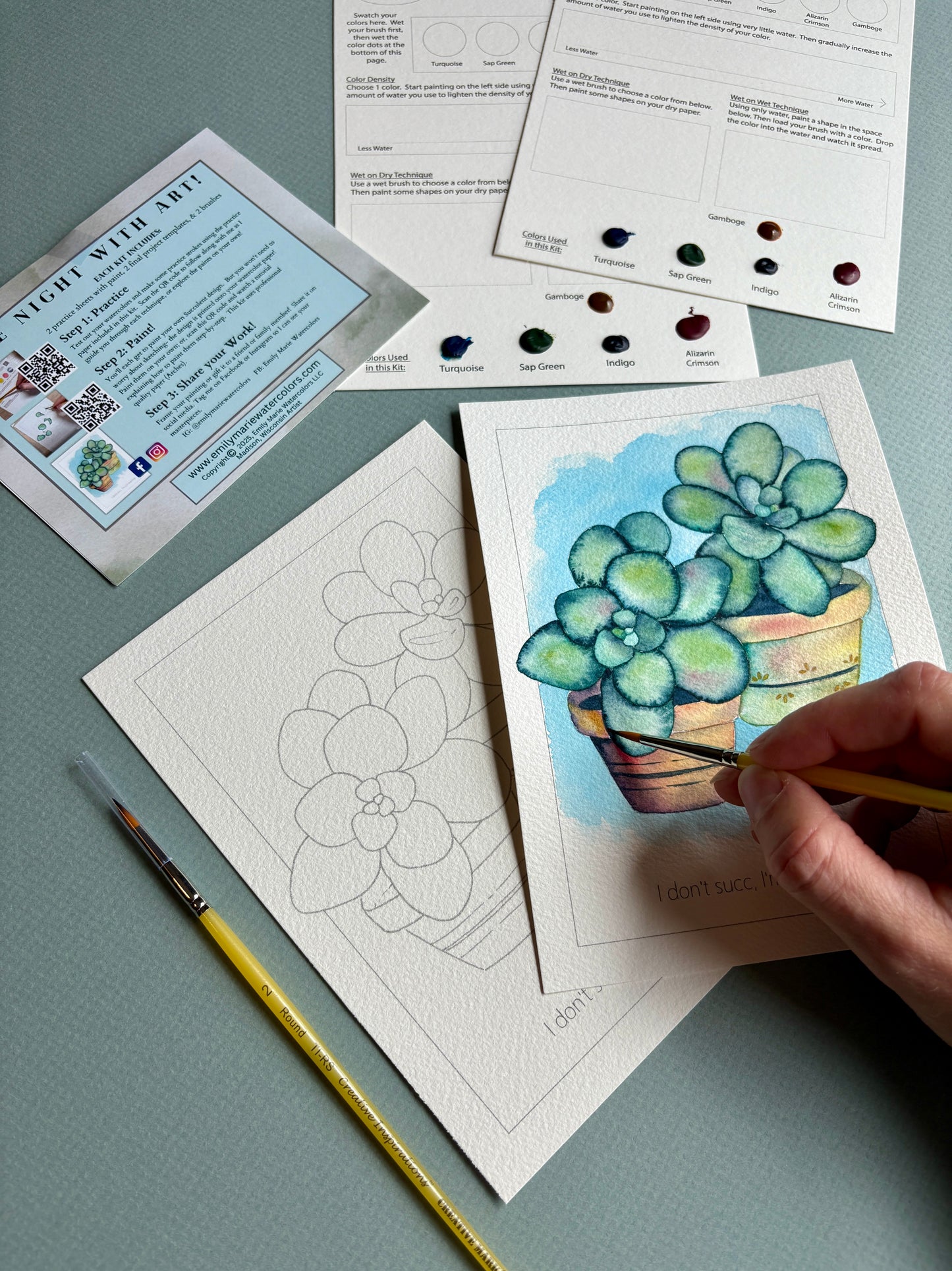 Watercolor Kit: "I Don't Succ, I'm Just Learning" by Emily Marie