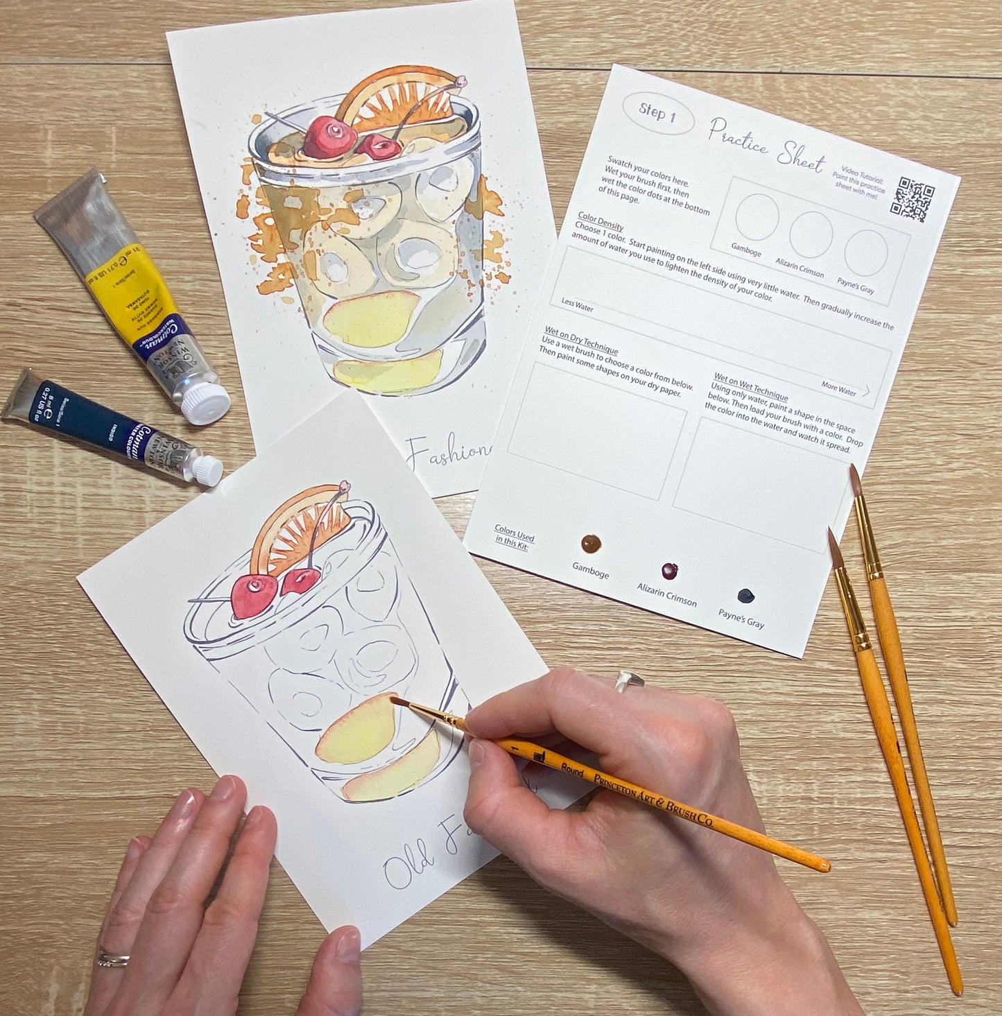 Watercolor Kit: Old Fashioned Cocktail by Emily Marie