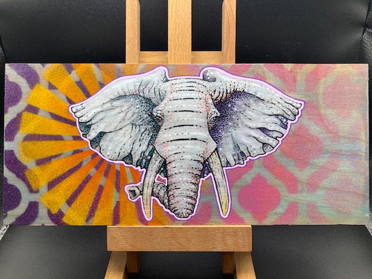 Elephant painting on wood by Ben Floeter