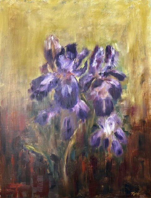 Purple Irises oil on canvas