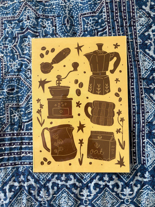 What's Your Favorite Drink? in Brown Art Print by Elena Delzer