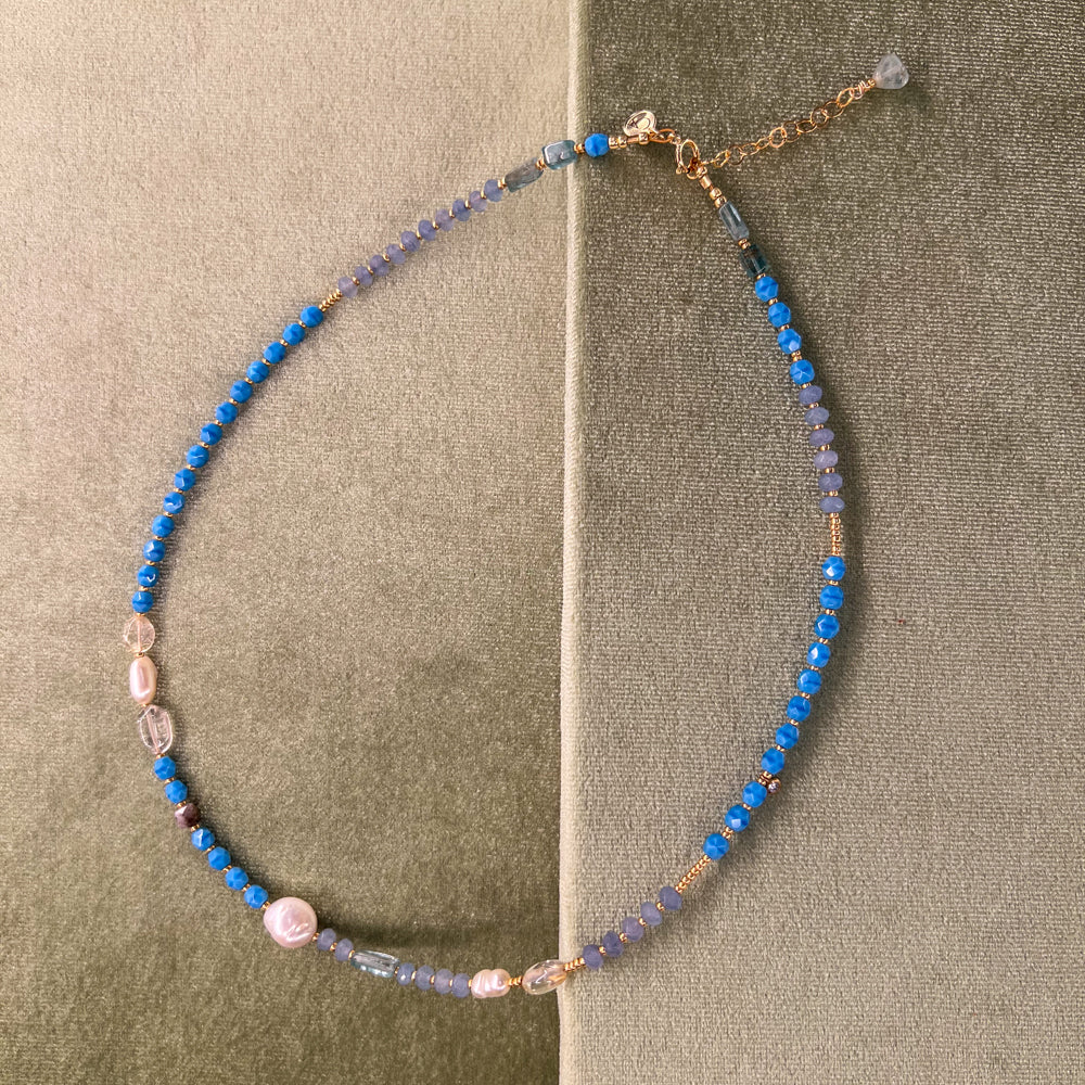 Blue Beaded Necklace by Cire Alexandria