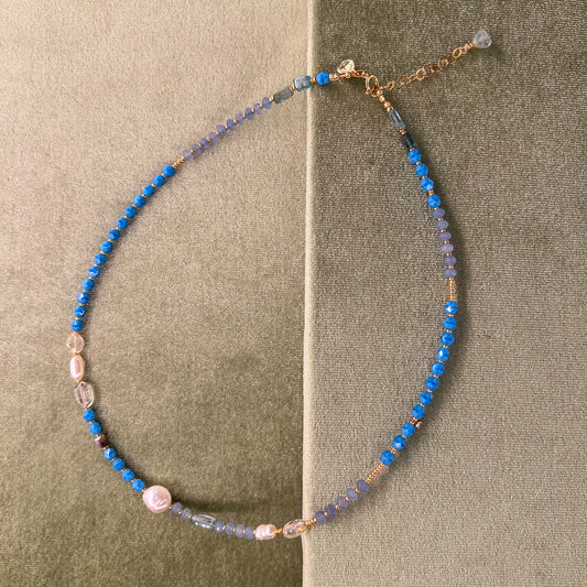 Blue Beaded Necklace by Cire Alexandria