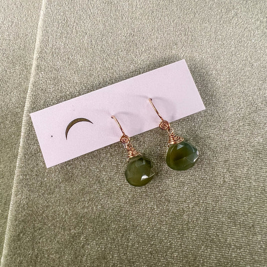 Green Beaded Drop Earrings by Cire Alexandria