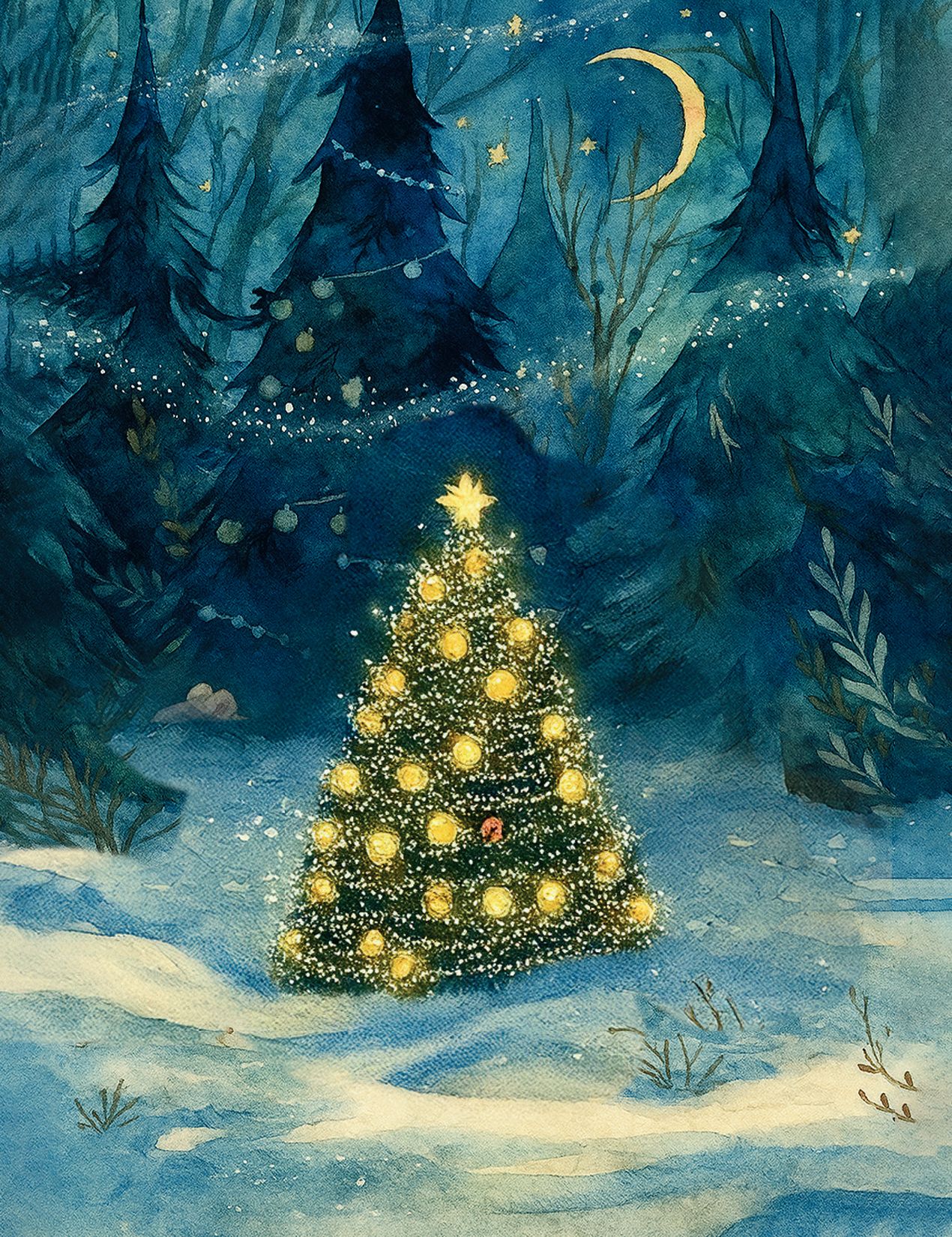 Illuminated Christmas Tree Greeting Card