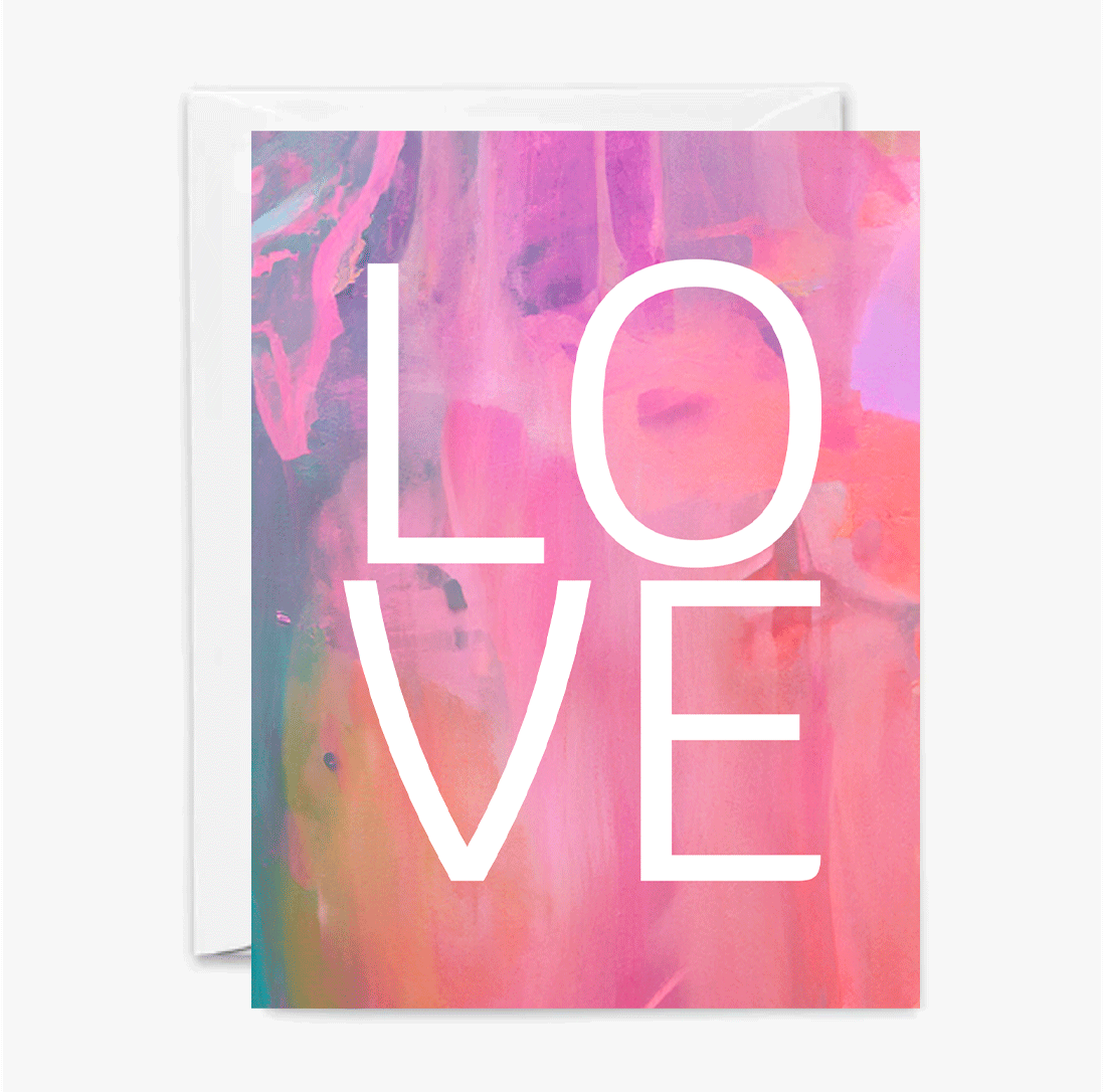 6 Pack LOVE Pink Painted Card