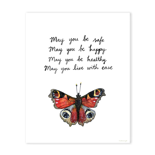 Lovingkindness Peacock Butterfly Art Print 11x14