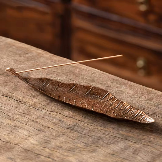 Leaf Shaped Metal Incense Holder