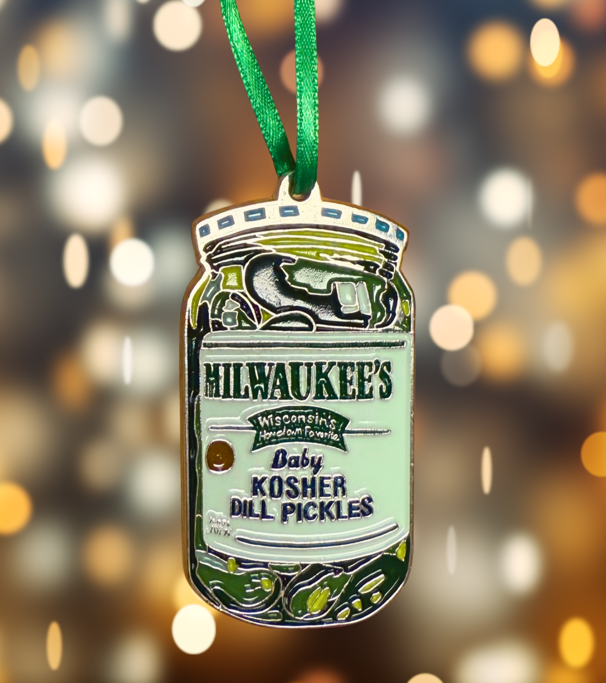 Baby Dill Pickle Jar Ornament (Metal)