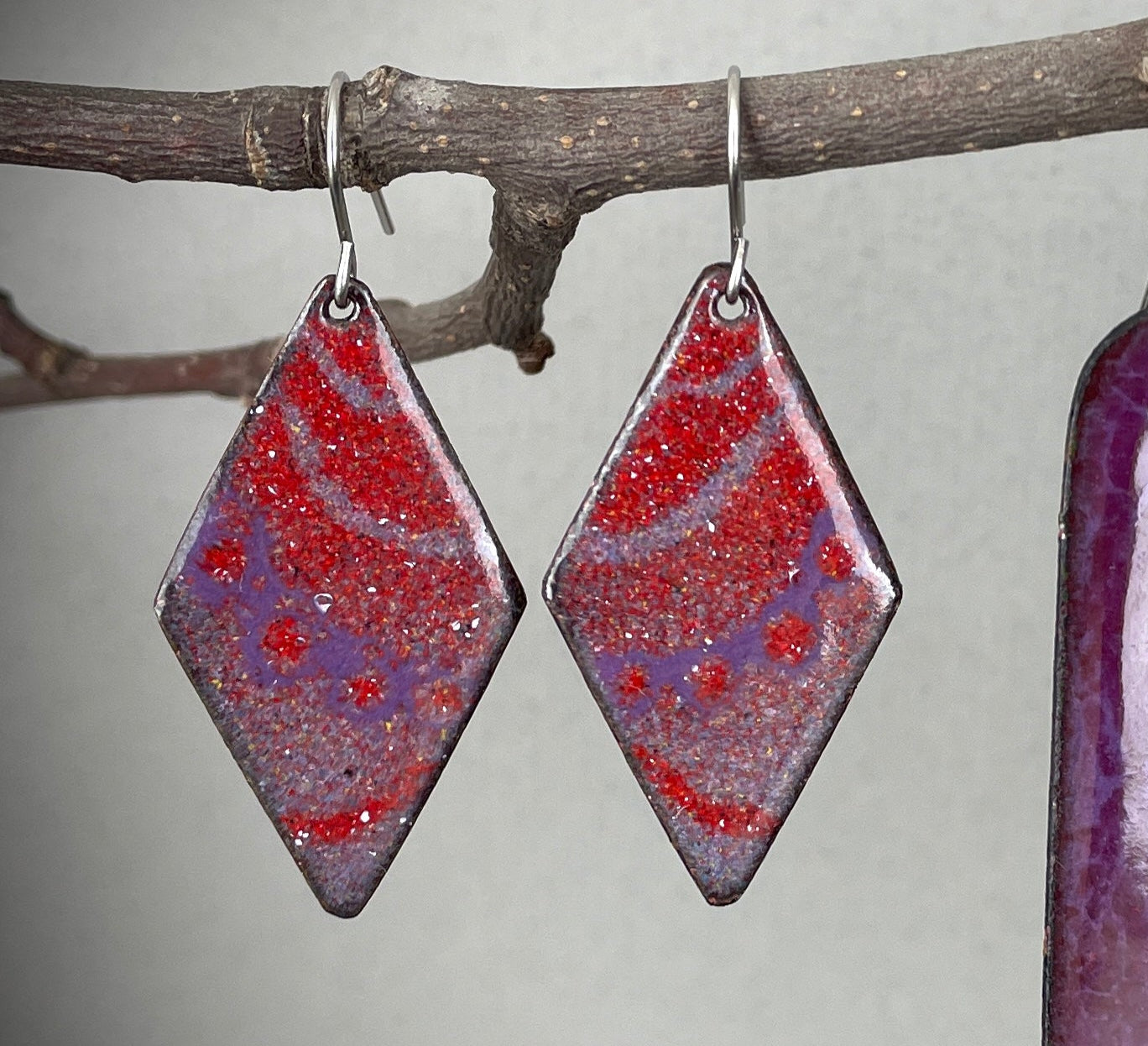 Purple and Red Diamonds Earring by A.H. Szabo Designs