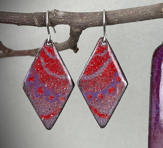 Purple and Red Diamonds Earring by A.H. Szabo Designs