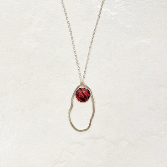 Red Stone Oval Necklace by Tamara Tsurkan