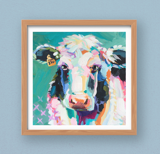 Cow Study in Teal