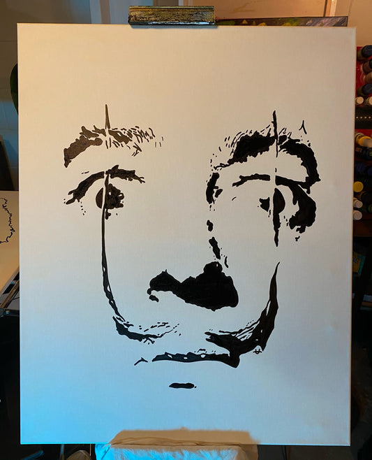 Minimalist Surrealist, 30" x 24" Ink on Canvas by John Scott Lewinski (The Ox)