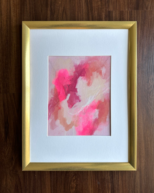 And Then 13" x 17" framed (8" x 10" unframed) Acrylic colored pencil and oil pastel on canvas panel by Katie Vaughn