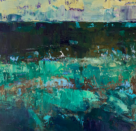 Prairie Flood, 12" x 12", Oil on paper by Jennifer Williams