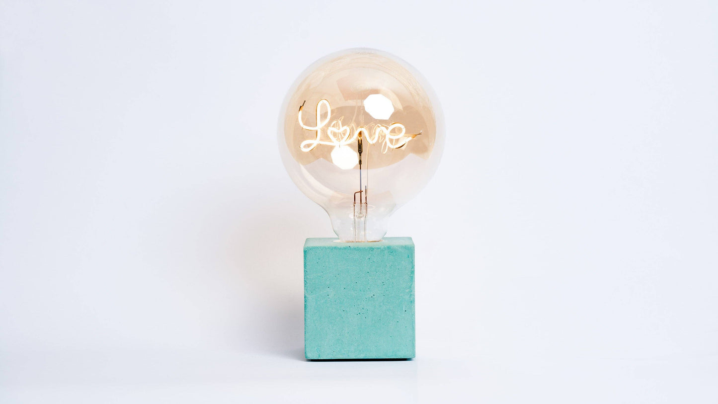 Cube Lamp - Turquoise Concrete