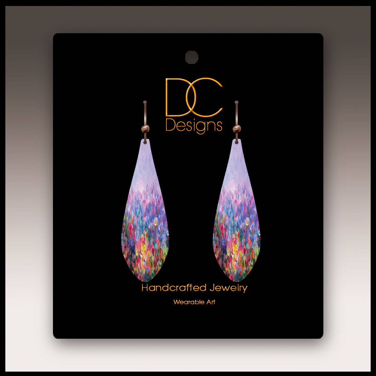 Rainbow Abstract Floral Long Drop Handmade Earrings