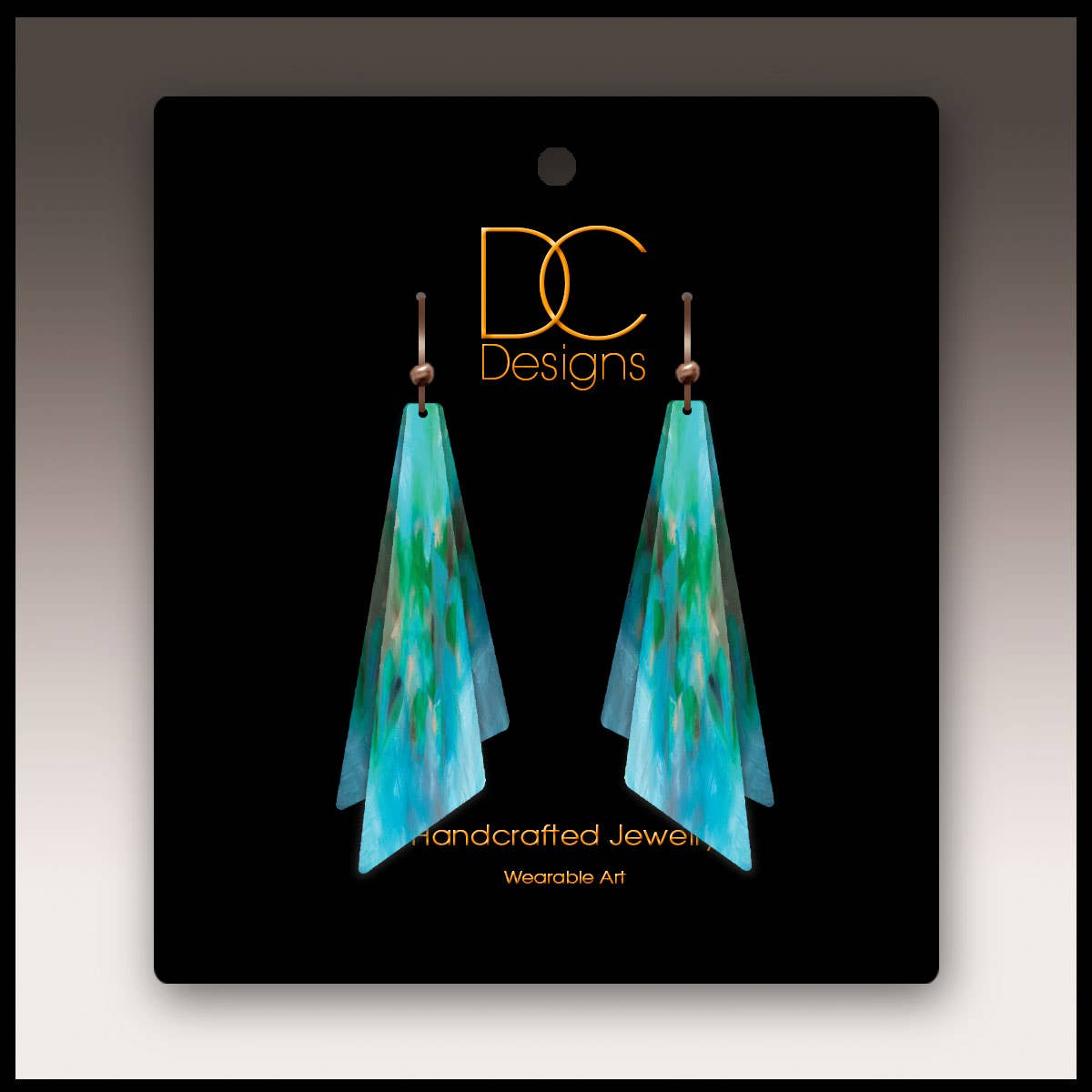 Aqua Abstract Wing Multilayer Handmade Earrings