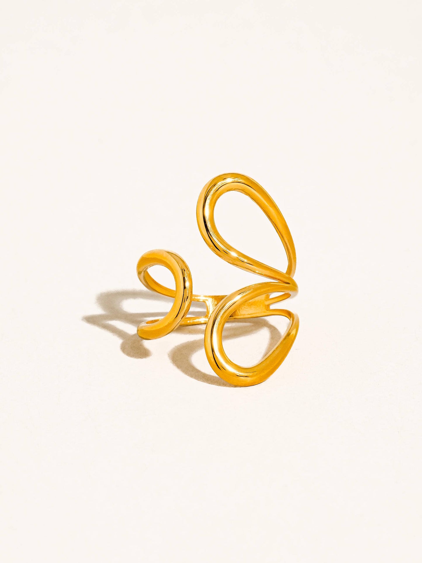 Parvella 18K Gold Non-Tarnish Abstract Swirl Ring