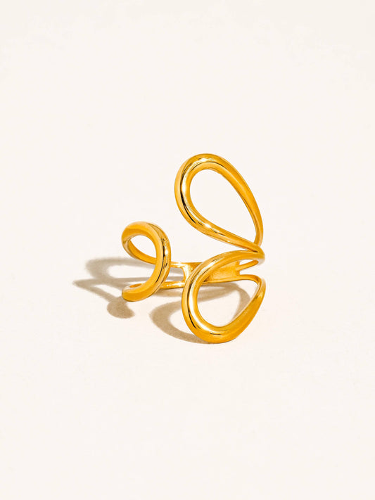 Parvella 18K Gold Non-Tarnish Abstract Swirl Ring