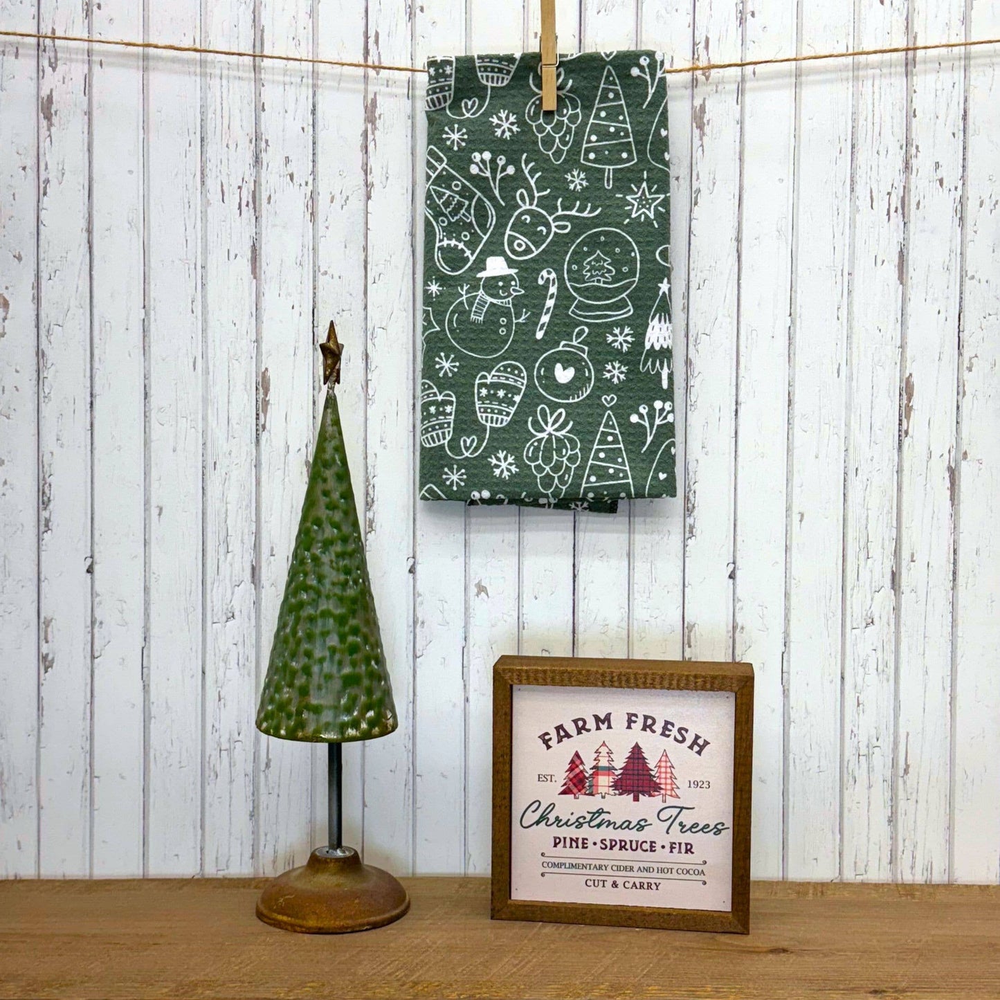 Christmas Collage - Holiday Decorations Waffle Tea Towels