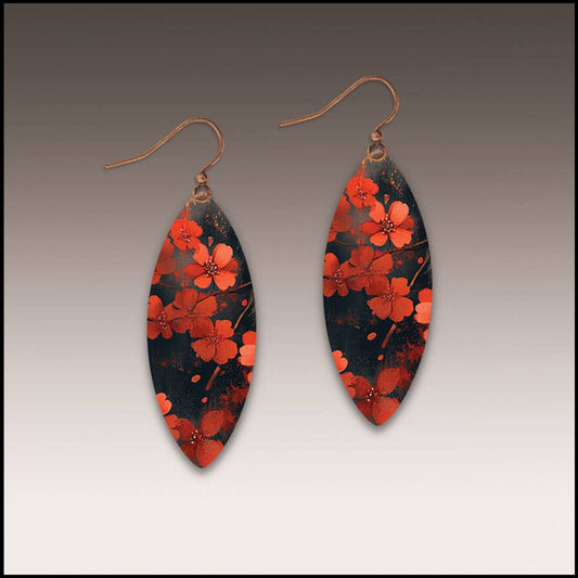Dark Blossom Leaf Point Handmade Earrings