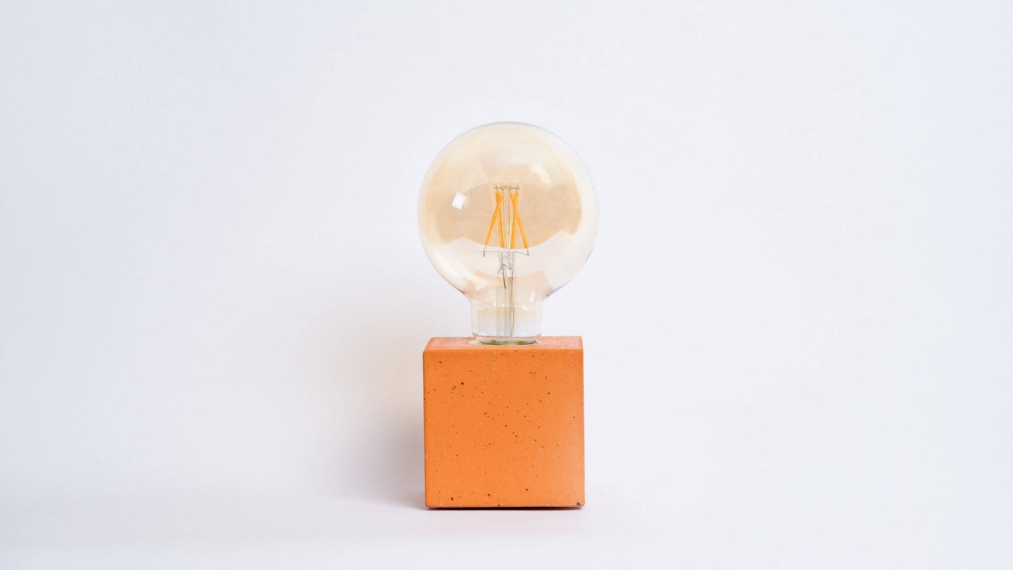 Cube Lamp - Orange Concrete