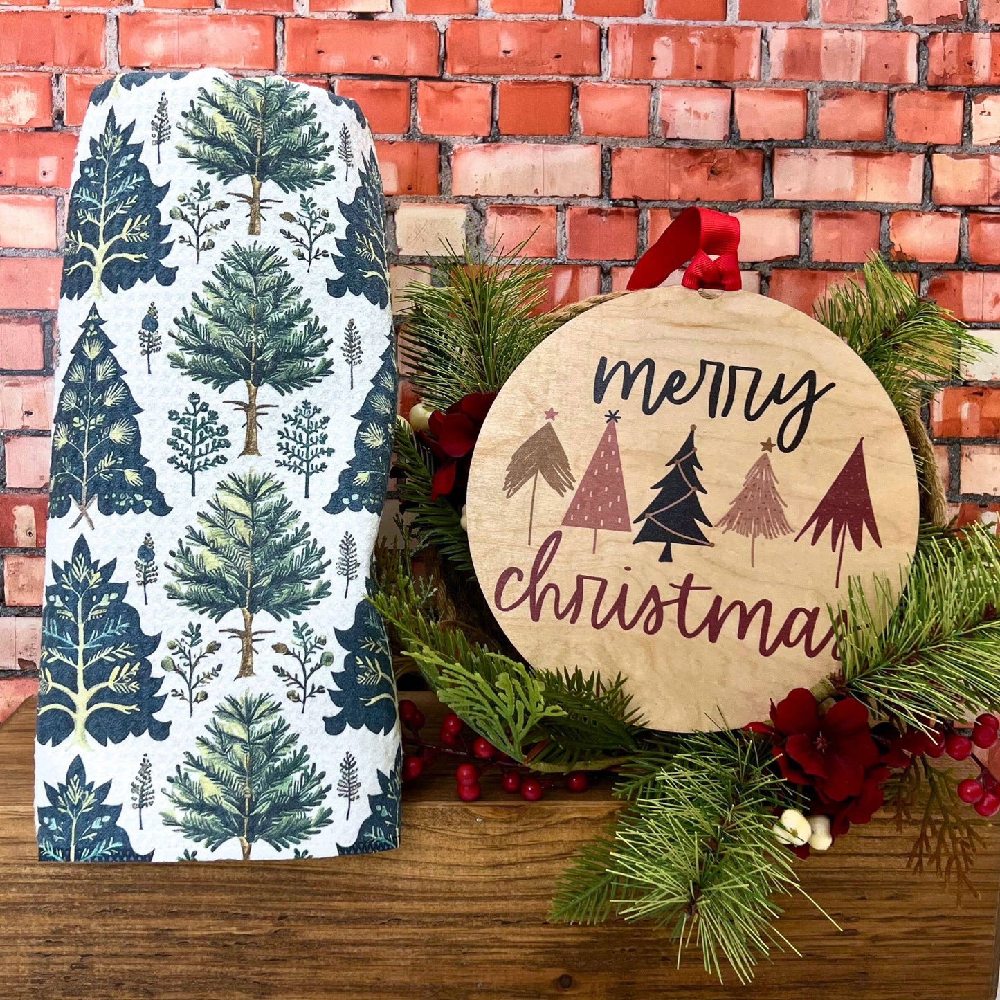 Fresh Cut Christmas Tree - Christmas Decor Waffle Tea Towels