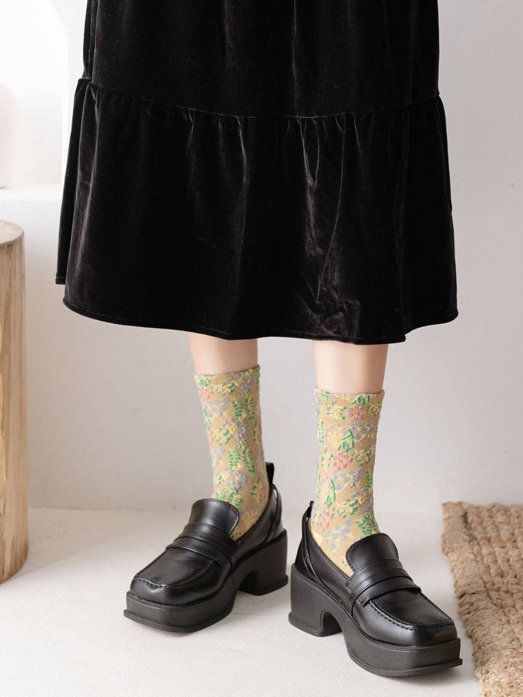 Rufia - Wild Bloom Texture Crew Socks