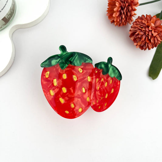 Strawberry Acetate Hair Claw Clip