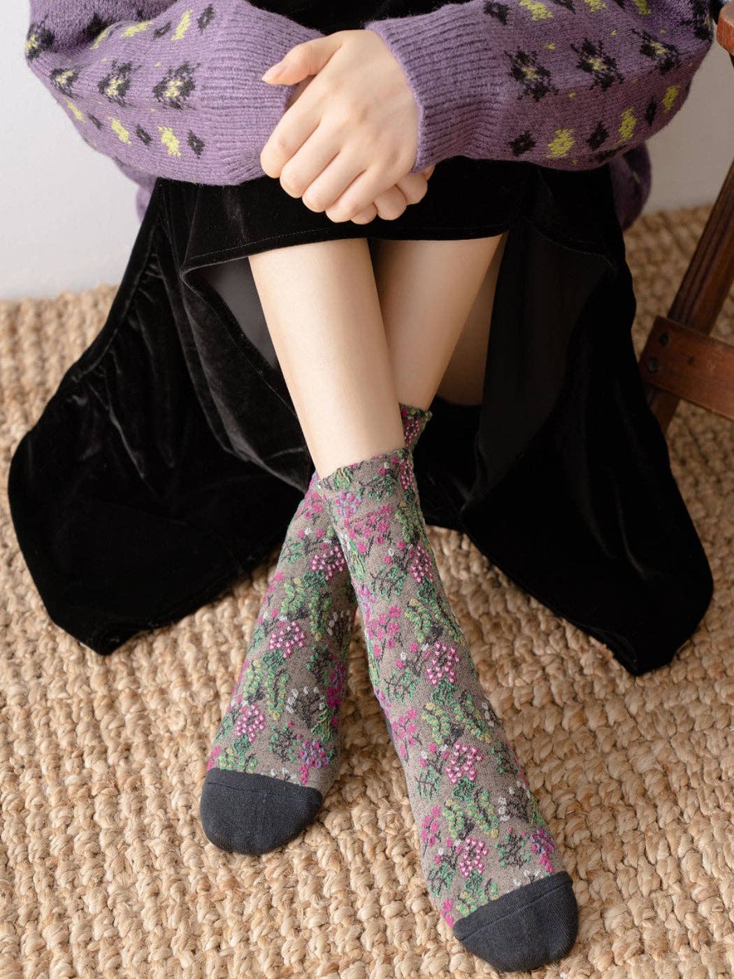 Rufia - Wild Bloom Texture Crew Socks