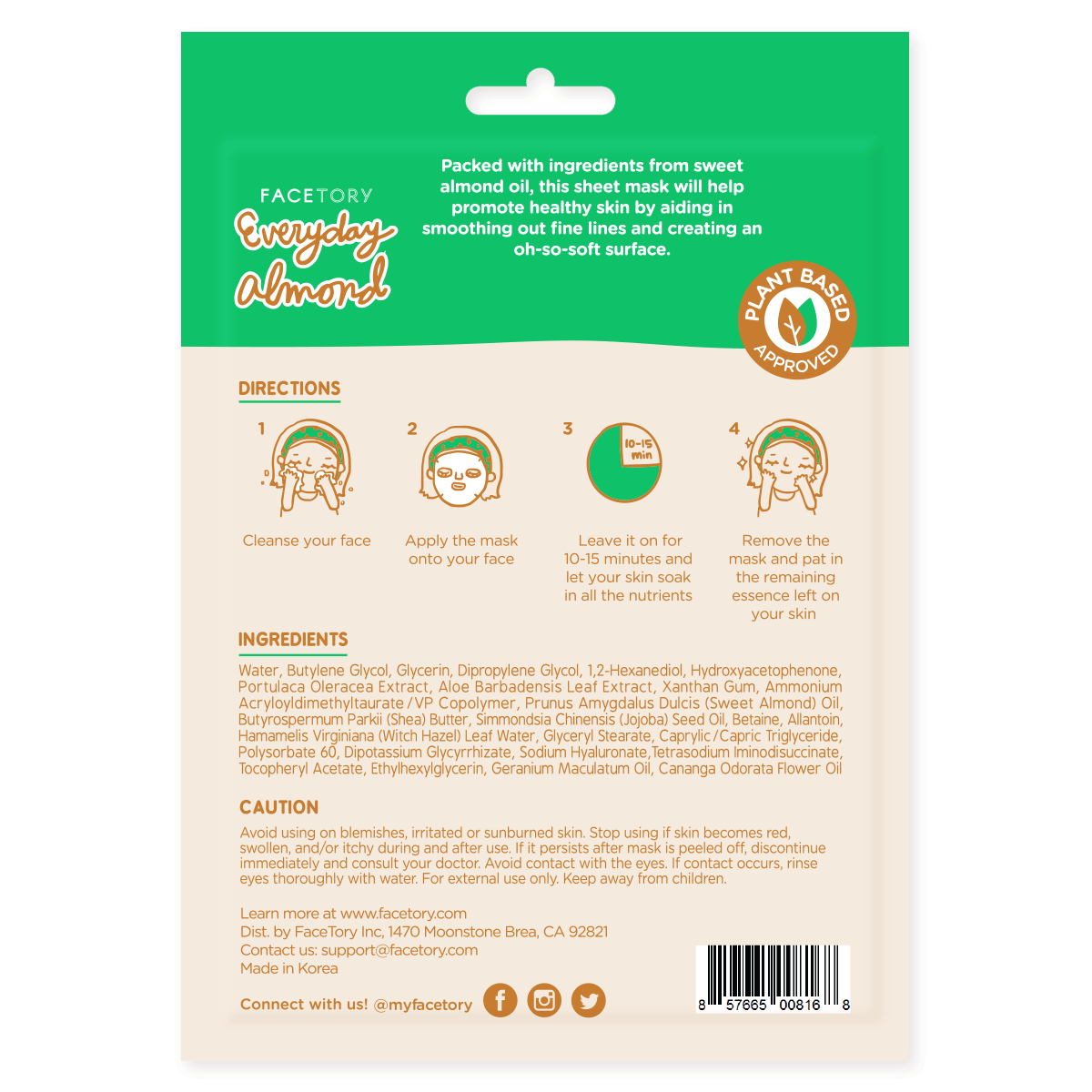 Almond-Face Mask - K-Beauty - Strengthening - Everyday