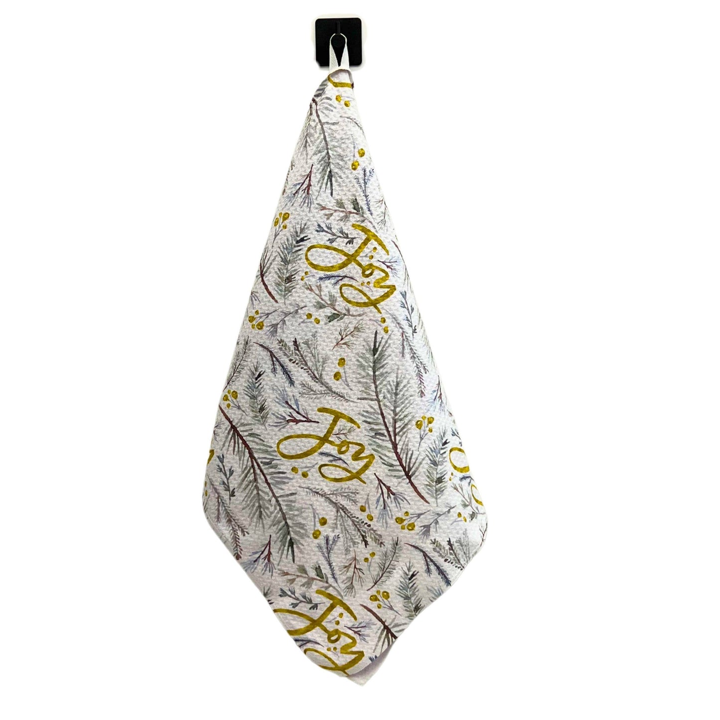 Winter Joy Waffle Weave Kitchen Tea Towels With Hanging Loop